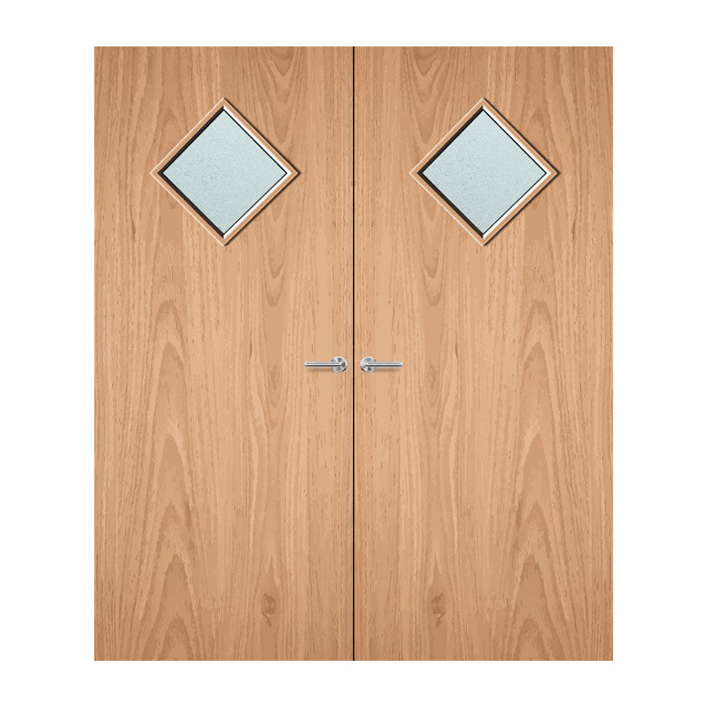 Internal Double Plywood Paint Grade 6G 450 X 450mm Vision Panel Fire Door with Glass